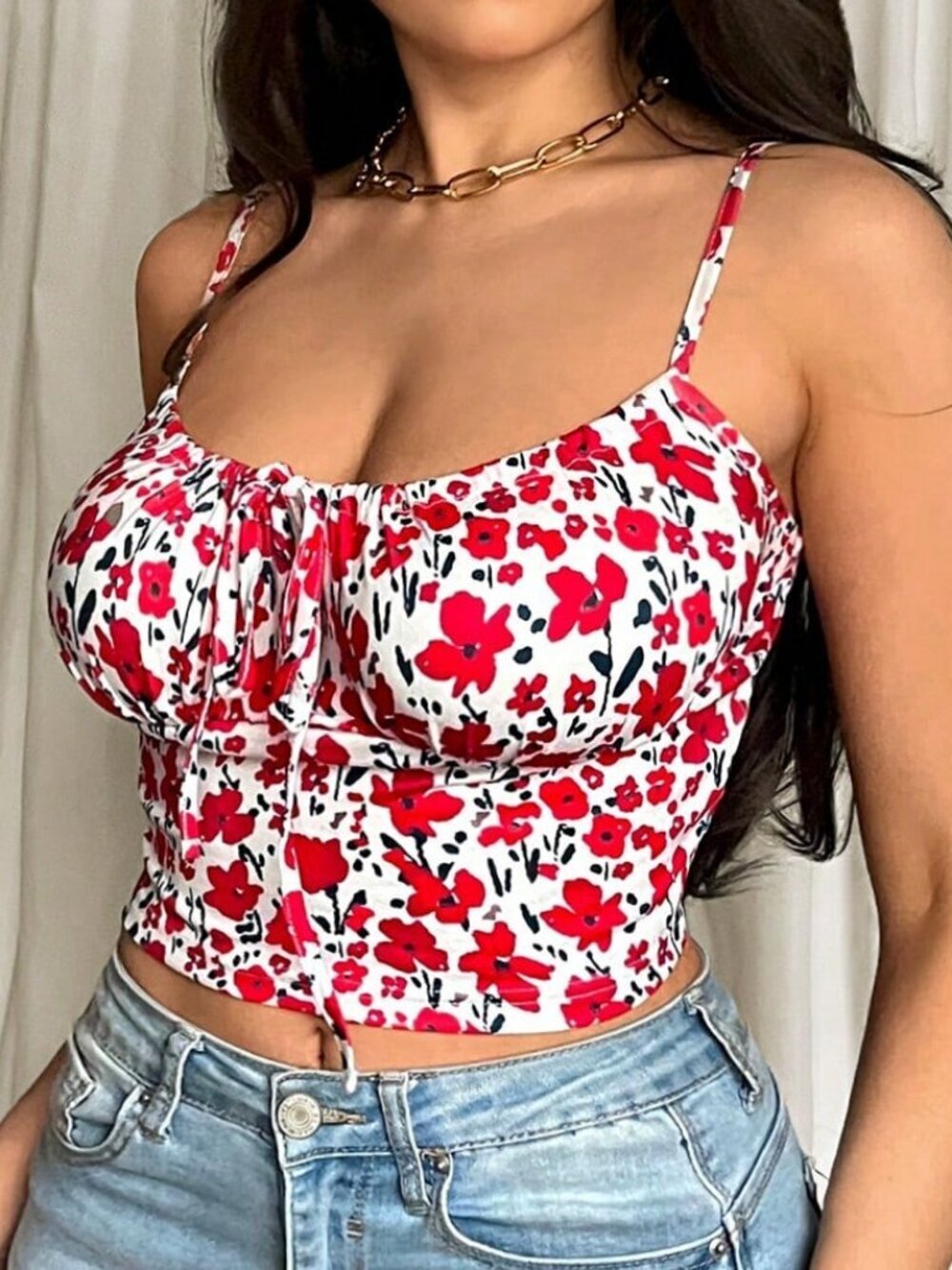 Multicolor Boho Women's Floral Print Crop Cami Top